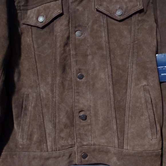 NWT Men's Lucky Brand Suede Trucker Jacket. Medium. - Picture 8 of 12
